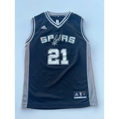 Camiseta Adidas Spurs Duncan #21 Niños Mediana San Antonio Negra Baloncesto - Imagen 1 de 10