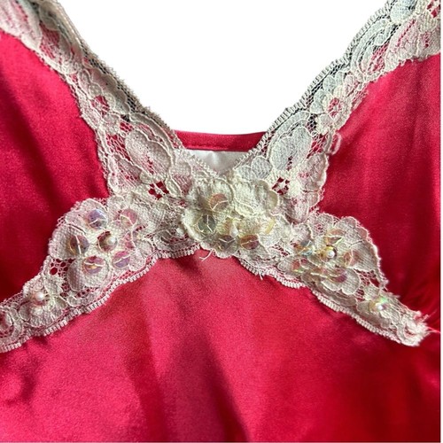 Camisón Secret Treasures Vintage Rojo Encaje Lentejuelas Satén Talla 2X - Imagen 5 de 15