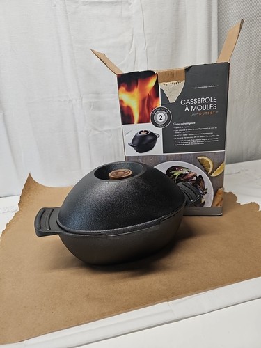 WARNUNG Muschel Topf Gusseisen - 2 Quart, Gusseisen, Grillmuschel Meeresfrüchte, schwarz - Bild 1 von 8