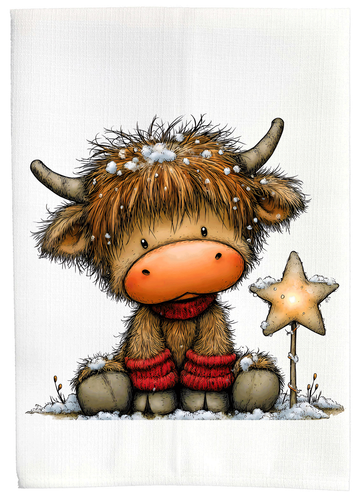 Highland Cow Holiday Star Gift Pot Holders Oven Mitts Hot Pad Linen Towel XDZ349 - Bild 2 von 14