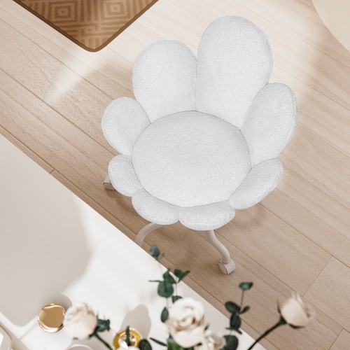 Velvet Desk Chair Cute Daisy Flower Vanity Chair Swivel Rolling Chair for Girls - Picture 27 of 35