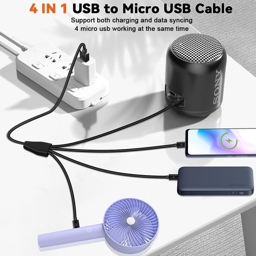 Micro USB Splitter Cable, 4-in-1 Multi Micro USB Charging Cord, USBMicro Wire... - Picture 3 of 9