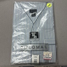 New Vtg Men's Diplomat Pajamas 2pc Large Blue Stripe Short Sleeve Cotton Poly