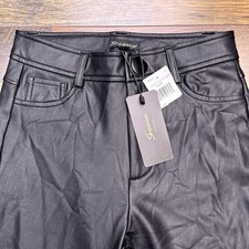 Shinestar Faux Leather Ankle Skinny Pants Womens Extra Small Black Stretch New