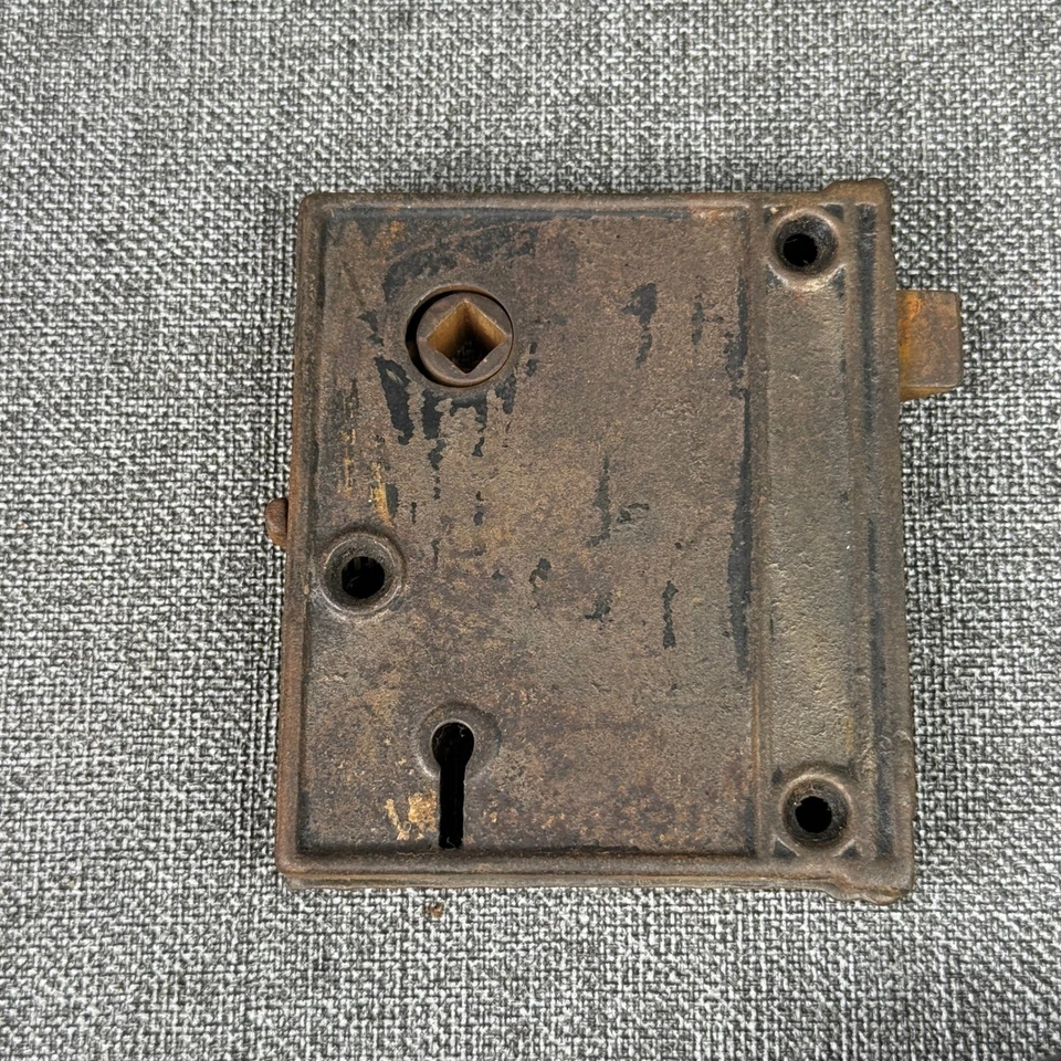 Antigua perilla de puerta victoriana de porcelana marrón con cerradura de mortaja herrajes vintage Foto 2 de 4