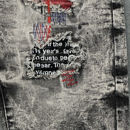 Rock Salt Shorts Boys 18 (27x12.5) Gray Wash Denim Graffiti Paint Patches NEW - Picture 7 of 21