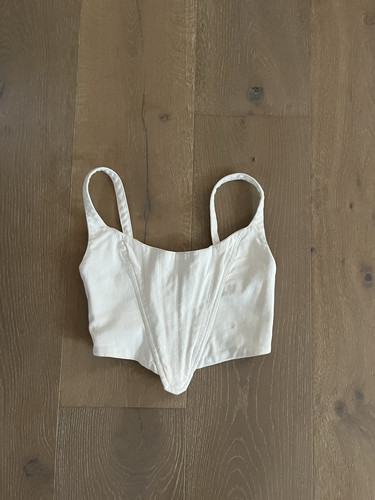 Zara White Denim Corset Crop Top Tank Cami Women’s Size XS Shirt - Picture 1 of 4