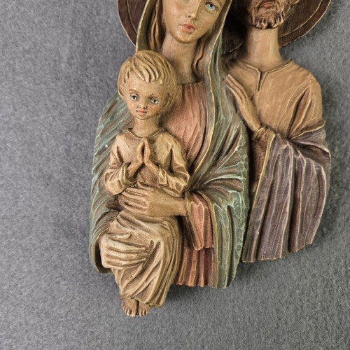 Vintage Holy Family Wall Plaque Jesus Virgin Mary Joseph RR Roman Made In Italy - Picture 3 of 9