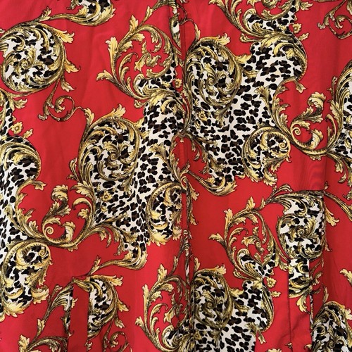 Vintage S.L.B. Seidenjacke rot Blattgold Leopardenmuster maximalistisch eklektisch Gr. L - Bild 5 von 11
