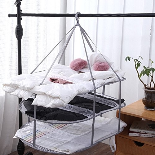3-Tier Folded Mesh Clothes Hanging Dryer Sweater Drying Rack 30.3" L * 24.5" ... - Picture 6 of 7
