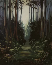 Twilight Forest Path | Mysterious Shadowy Woodland Art Print Museum Art