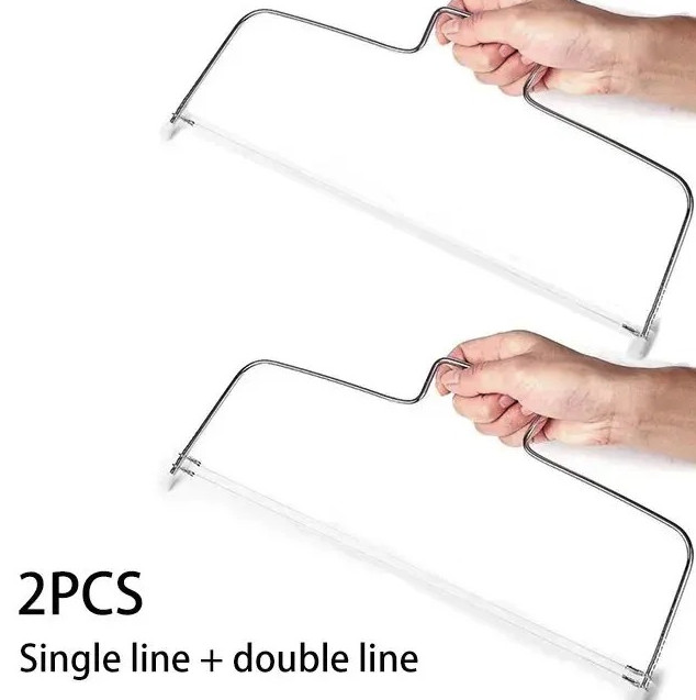 2pcs Adjustable Cake Slicer Tools: Stainless Steel Height Line Cut Mold - NEW