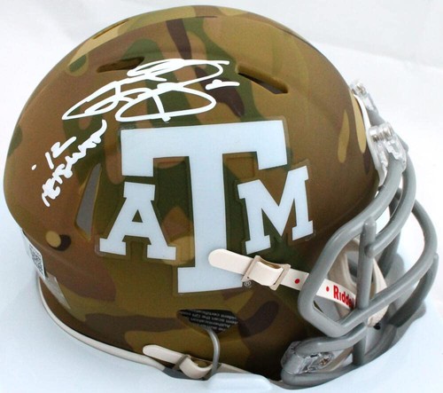 Johnny Manziel Autographed TX A&M Camo Speed Mini Helmet w/Insc.-Beckett W Holo - Picture 7 of 12