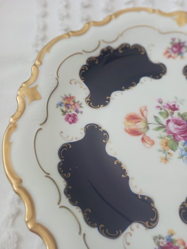 Vintage Reichenbach GDR ECHT KOBALT & GOLD 12-1/2" SERVING PLATTER PLATE CHARGER - Picture 2 of 10