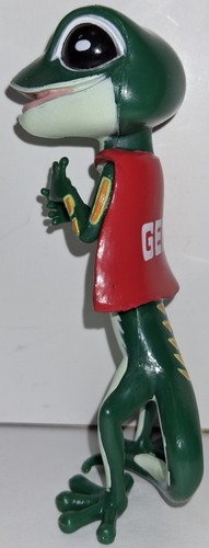 Geico 4" Gecko Super Hero Lizard Red Cape PVC Rubber Promo Figure Antenna Topper - Picture 7 of 8