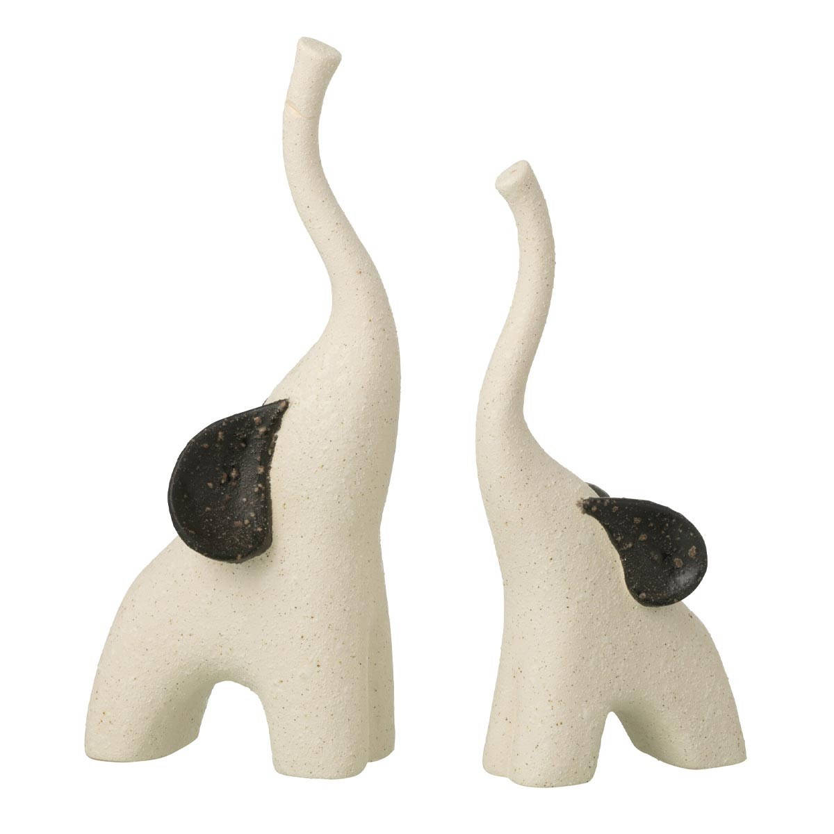Statue éléphant en grès Zane 30cm blanc cassé objet déco moderne maison