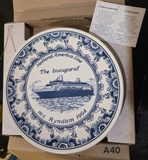 Blauw Delfts Royal Distel Holland American Line Ms Ryndam 1994 Collector s Plate