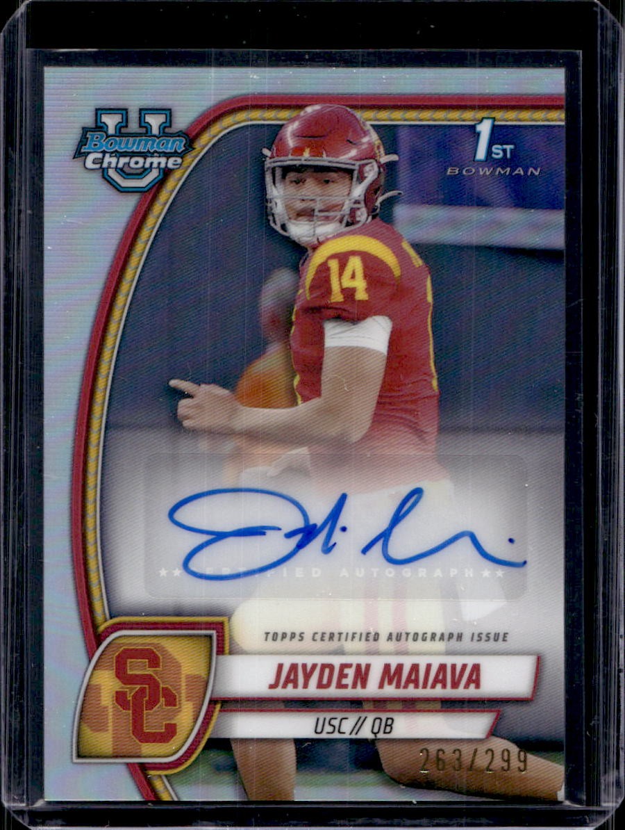 Jayden Maiava 2024 Bowman University Chrome #PA-JMA Auto Refractor /299
