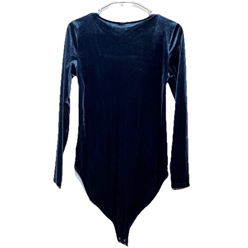 Nuevo con etiquetas Antiguo Body de Terciopelo Azul Marino Para Mujer M Cuello Cuadrado Manga Larga Azul Brillo a Presión - Imagen 9 de 15