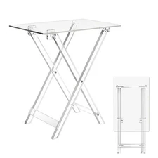 Acrylic Foldable TV Dinner Table Clear Small Folding Tray Space Saving for Ea...
