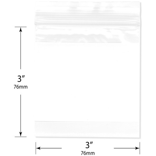 Plymor 3" x 3", 2 Mil with White-Block Zipper Reclosable Plastic Bags - Picture 2 of 3