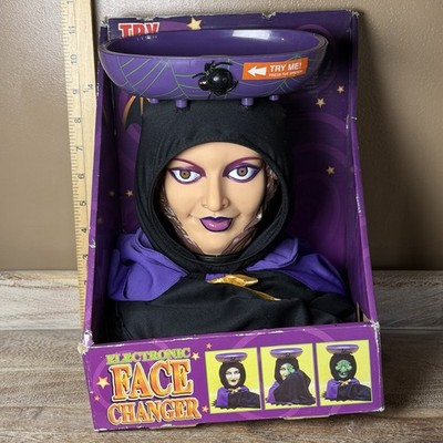 Halloween Animated Face Changer Witch Gypsy Candy Dish Bowl- Generic Gemmy READ
