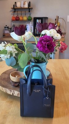 kate spade new york Manhattan Blue Small Tote Top Handle Gold Toned  Hardware