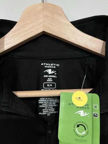 Athletic Works Dri More Negro Cuarto Cremallera Delgado Pequeño S Nuevo Con Etiquetas - Imagen 2 de 3
