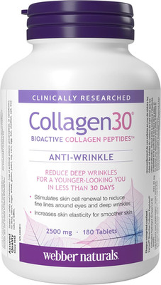 Webber Naturals Collagen30 Anti-Wrinkle, 2,500Mg of Bioactive Collagen Peptides