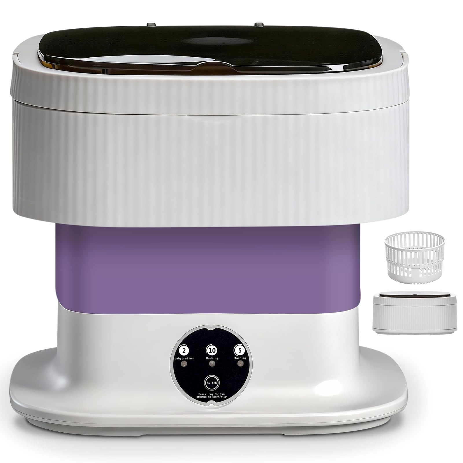 Koeutoze Mini Lavatrice 10L con Cestello Centrifuga Rimovibile 3 Modalità Touch