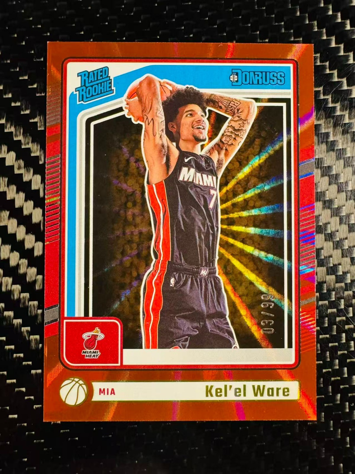 Kel'el Ware 2024-25 Donruss Rated Rookies Holo Red Laser /99 RC #221 Heat