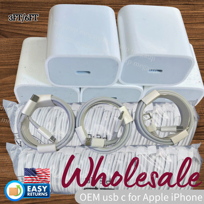 Wholesale Lot 20W USB C Wall Charger Block PD Type C Cable For Apple iPhone iPad