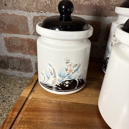 Vintage Black Rhapsody by fine china of Japan Canister set of 4 , floral - Picture 9 of 13