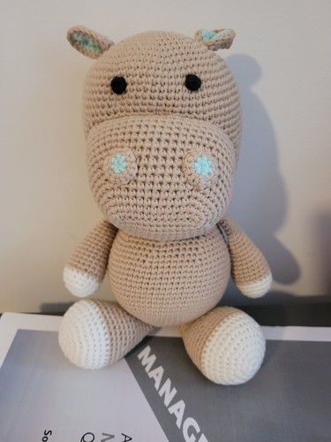 Crochet Hippo Handmade Childrens Plush Toy Safari Animal Hippopotamus | Nursery - Picture 3 of 4