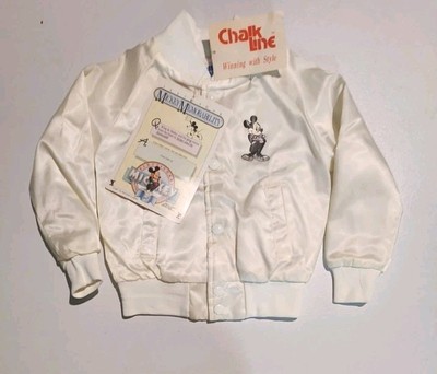 RARE VINTAGE NOS 1987 DISNEY MICKEY MOUSE CHALK LINE SATIN JACKET W/ HANGTAGS