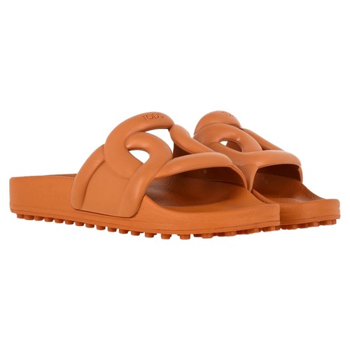 Tod's Logo Slides In Rubber Women Brown Size 41 - Picture 4 of 12