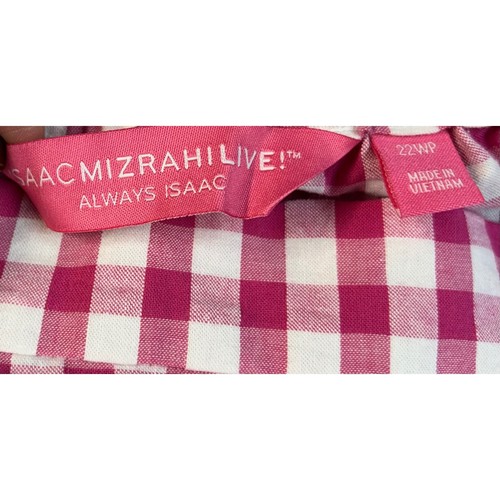 Isaac Mizrahi Live Pink White Gingham Check Midi Skirt Elastic Waist Size 22WP - Picture 3 of 6