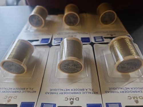 New 6 Pack DMC Metallic Embroidery Thread 43.7yd-Light Gold 282ZA Free Ship - Picture 3 of 5