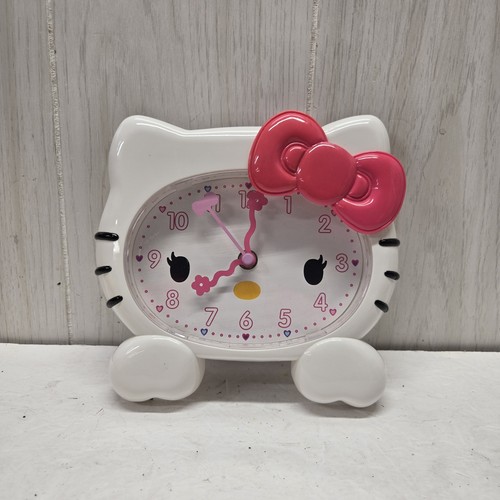 Anime Sanrio Hello Kitty Wanduhr Analog Weiß Rosa Schleife Getestet Funktioniert