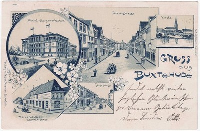 alte Litho-Ak Buxtehude, Geschäftshaus h. Kramer, Lang- u. Breit, ..., gel. 1903