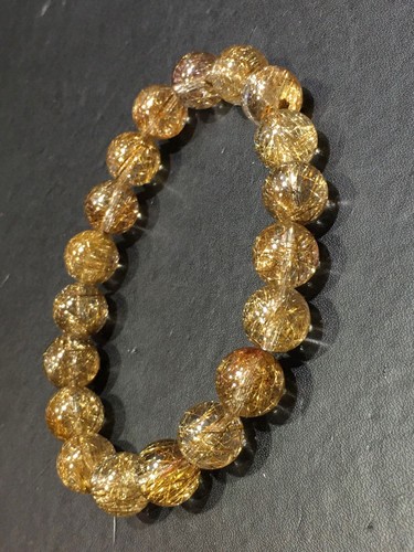 10mm Natural Silver hair Rutilated Quartz Crystal Beads Bracelet - Picture 3 of 9