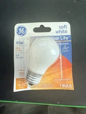 GE 40A15W/CF/CD1-MP 40W White A15 Light Bulb – Medium Base, 355 Lumens, 4-Pack