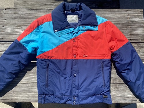 VTG White Stag 80s Ski Jacket Retro Coat Mens Medium Blue Red Turquoise CLEAN! - Picture 1 of 23