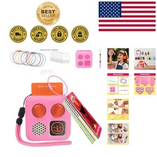 Stylish Pink YOTO Mini Player Accessory Bundle with 100 Card Holders 10 Rings