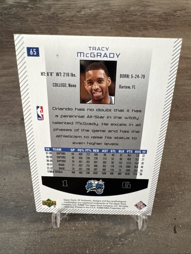 2002-03 SP Authentic Orlando Magic Basketball Card #65 Tracy McGrady - Picture 2 of 2