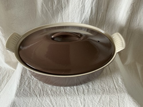 Vintage Rare LE CREUSET #26 OvalBROWN ENAMELLED CAST IRON CASSEROLE/LID~EXC COND - Picture 15 of 18