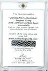 2025 Leaf Electrum Multi-Sport Stephen Curry & Giannis Auto Redemption - 1/1??