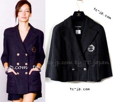 CHANEL 12S Black CC SilverLogo CottonTweed Jacket KarlLagerfeld 34 36 38 US2 4 6