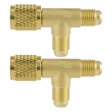 2pcs Quick Coupler Access Tee, 1/4'' Brass SAE Valves Core Tee Adapter Air