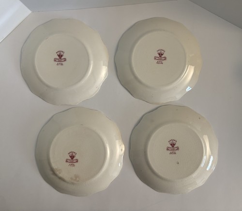 4 - 7 7/8” SALAD PLATES - VINTAGE MASON’S VISTA ENGLAND IRONSTONE RED & WHITE TR - Bild 4 von 6